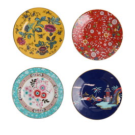 Wedgwood Plato 20 cm, 4 Piezas, Colección Wonderlust, Porcelana con Oro 22K